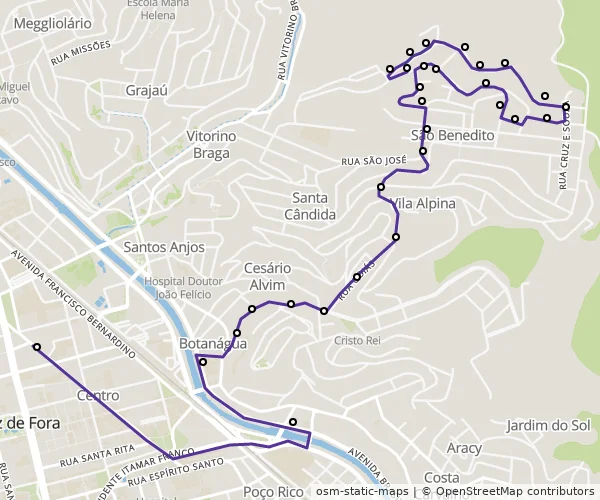 Mapa do itinerário da linha