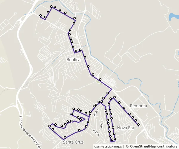 Mapa do itinerário da linha