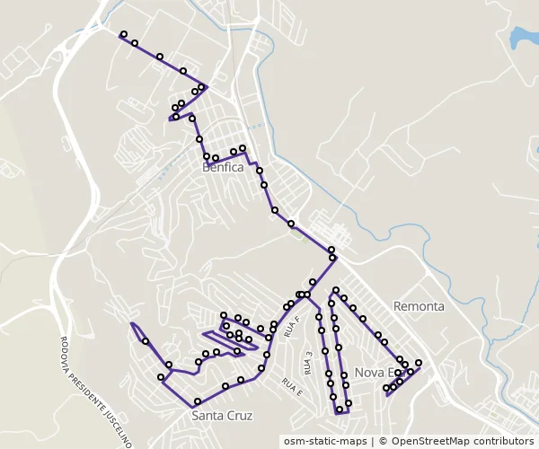 Mapa do itinerário da linha