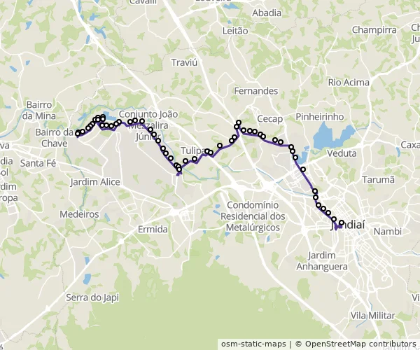 Mapa do itinerário da linha