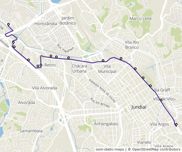 Mapa do itinerário da linha