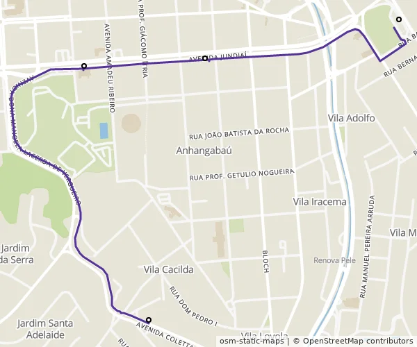 Mapa do itinerário da linha