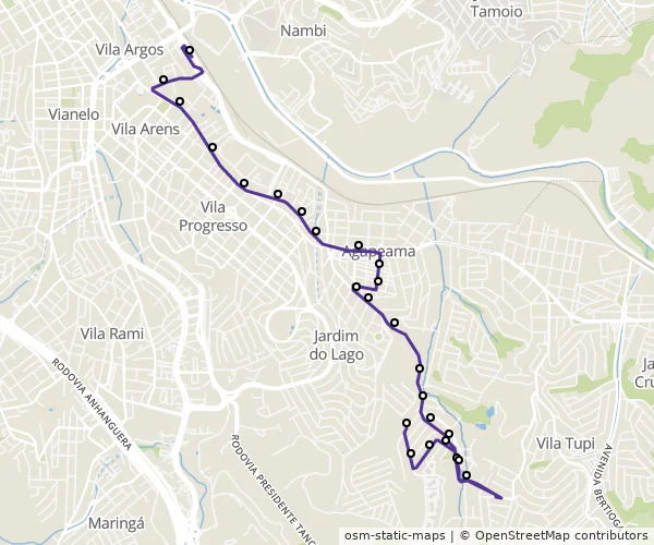 Mapa do itinerário da linha