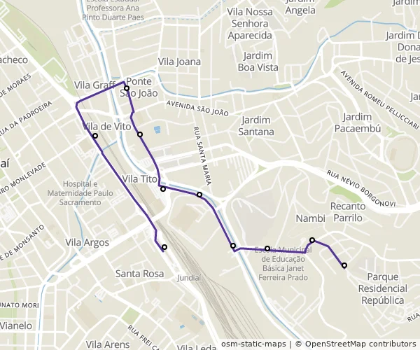 Mapa do itinerário da linha