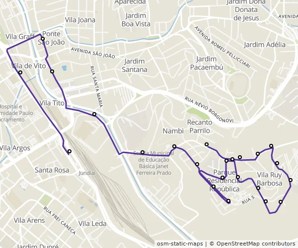Mapa do itinerário da linha
