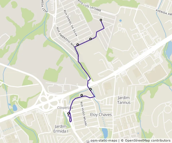 Mapa do itinerário da linha