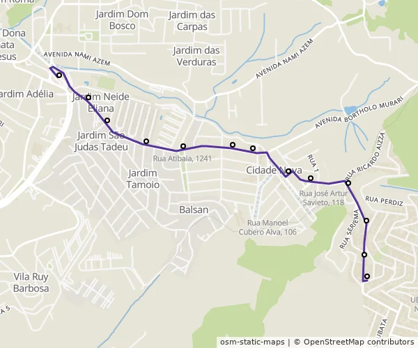 Mapa do itinerário da linha