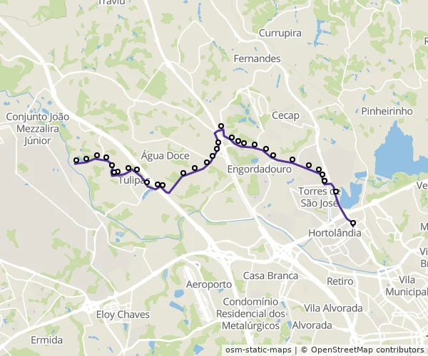 Mapa do itinerário da linha
