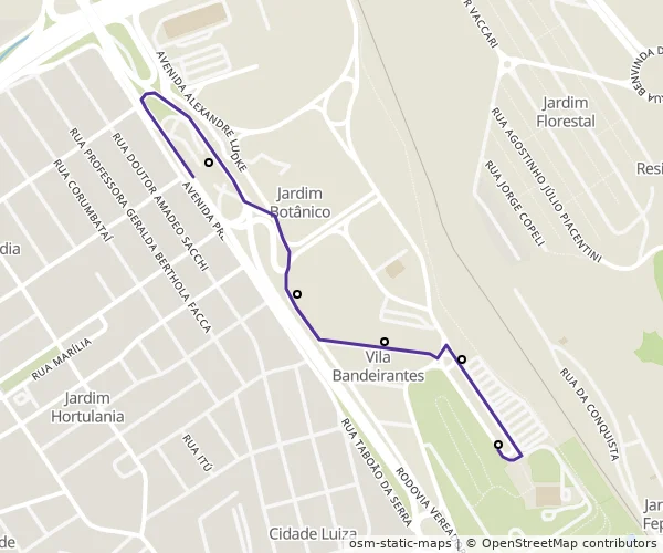 Mapa do itinerário da linha