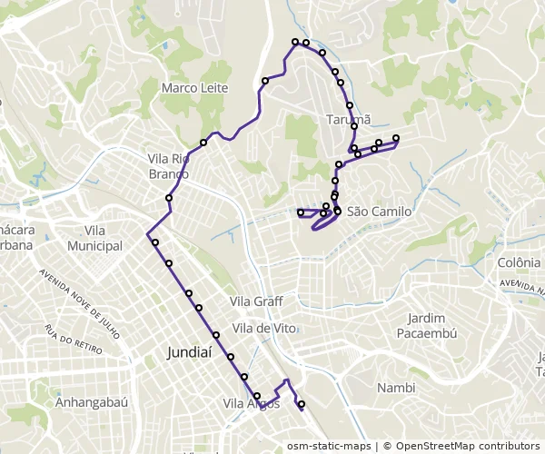 Mapa do itinerário da linha
