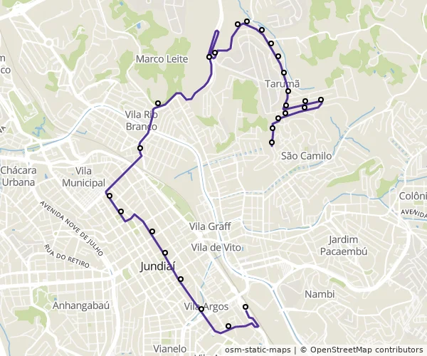 Mapa do itinerário da linha