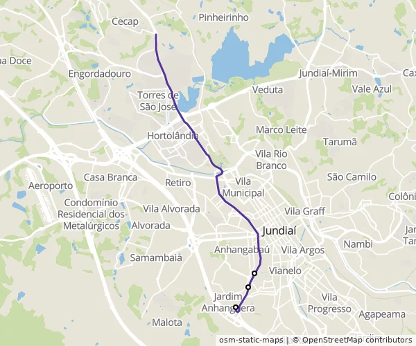 Mapa do itinerário da linha