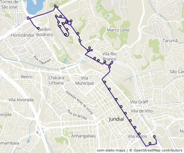Mapa do itinerário da linha