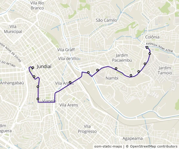 Mapa do itinerário da linha