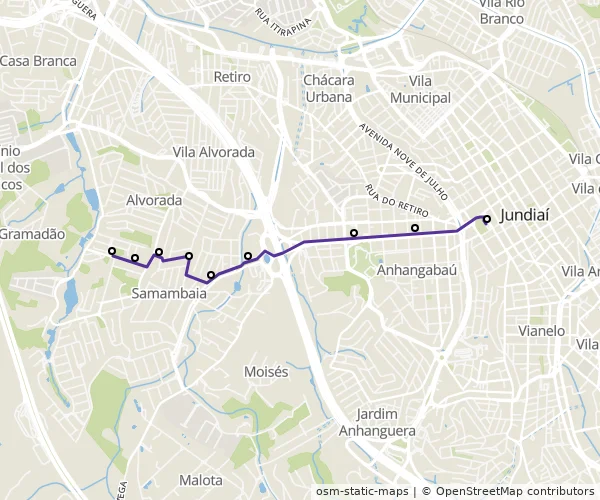 Mapa do itinerário da linha