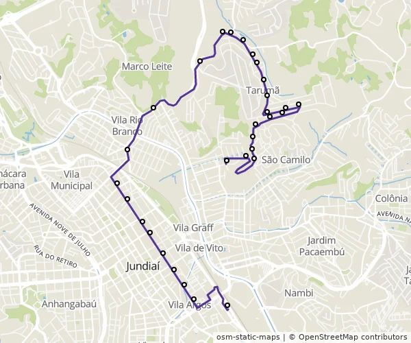 Mapa do itinerário da linha