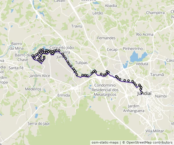 Mapa do itinerário da linha