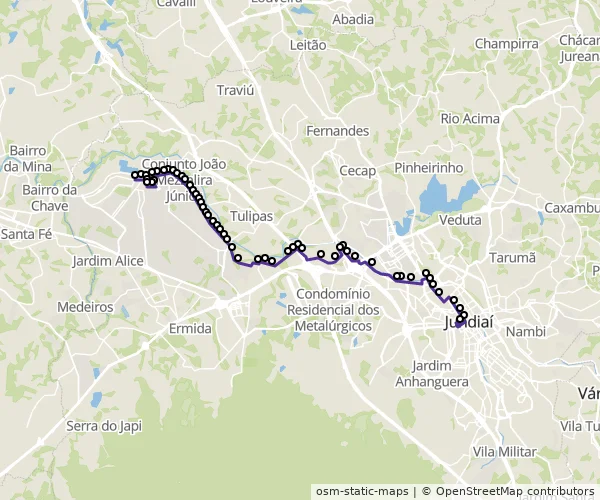 Mapa do itinerário da linha