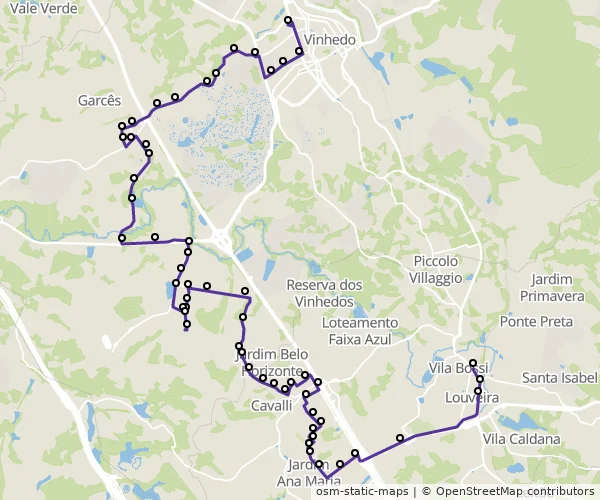 Mapa do itinerário da linha