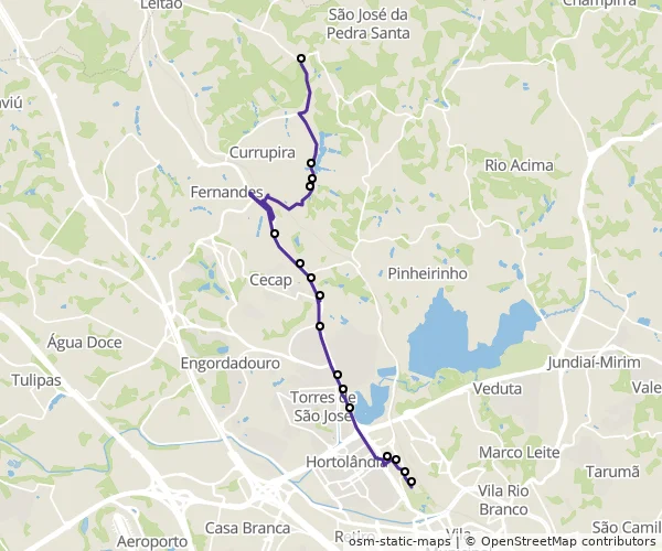 Mapa do itinerário da linha