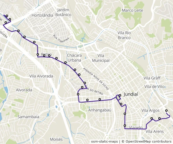 Mapa do itinerário da linha