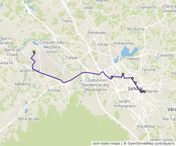 Mapa do itinerário da linha
