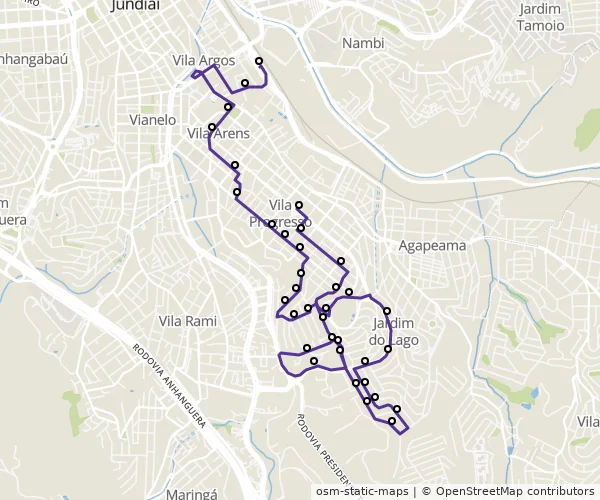 Mapa do itinerário da linha