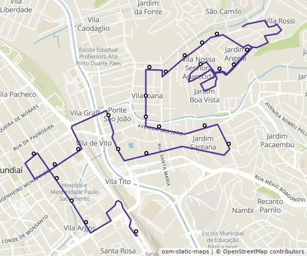 Mapa do itinerário da linha