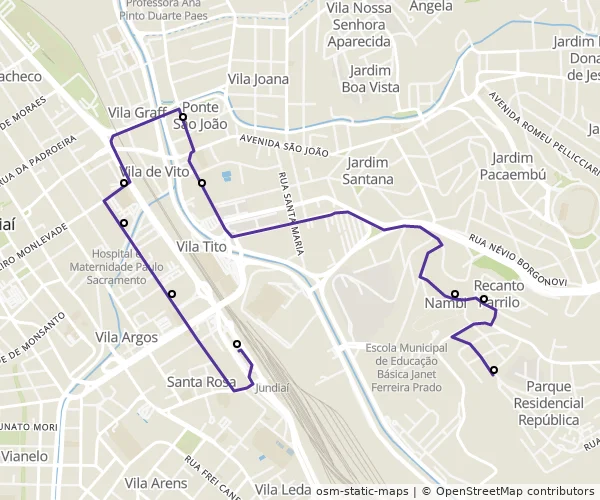 Mapa do itinerário da linha