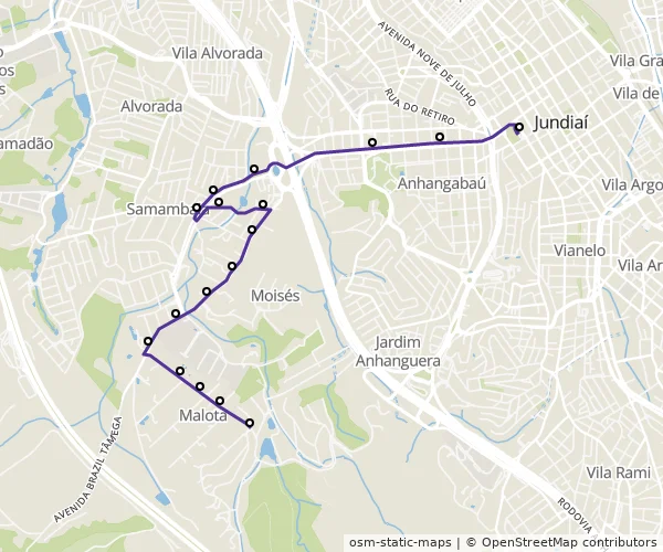 Mapa do itinerário da linha