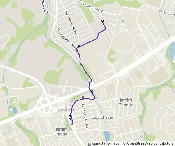 Mapa do itinerário da linha