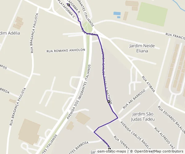 Mapa do itinerário da linha