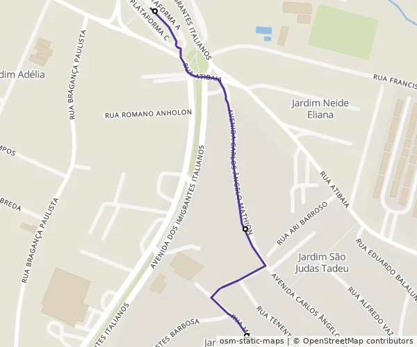 Mapa do itinerário da linha