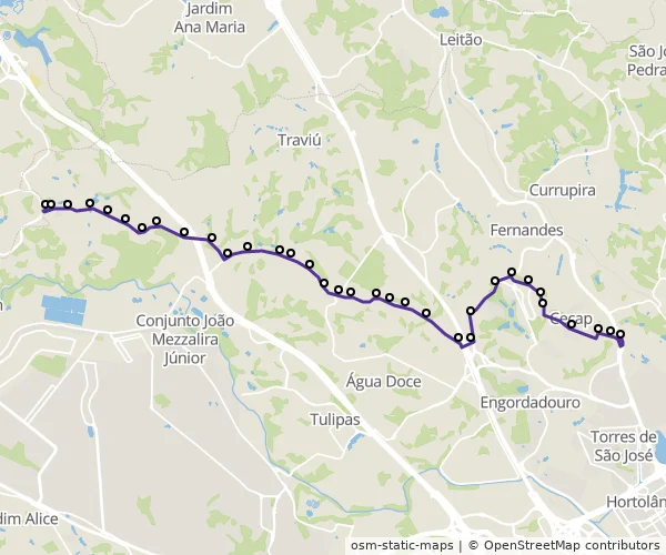 Mapa do itinerário da linha