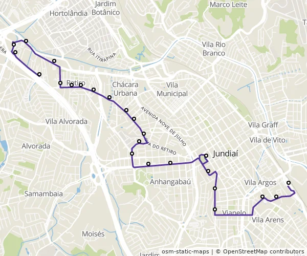 Mapa do itinerário da linha