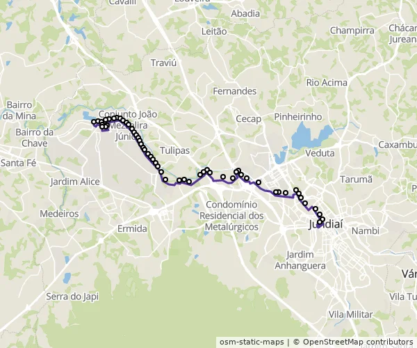 Mapa do itinerário da linha