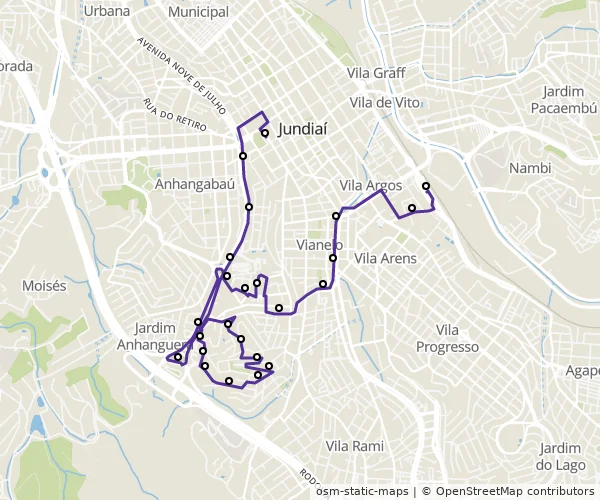 Mapa do itinerário da linha