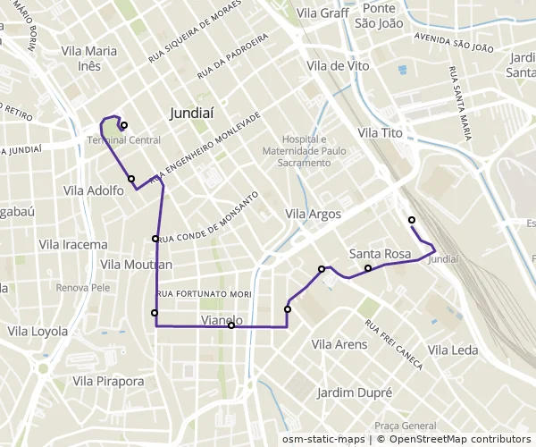 Mapa do itinerário da linha