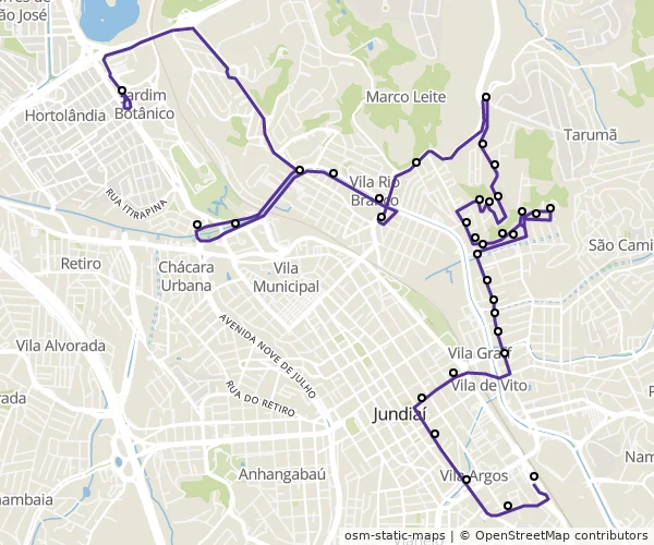 Mapa do itinerário da linha
