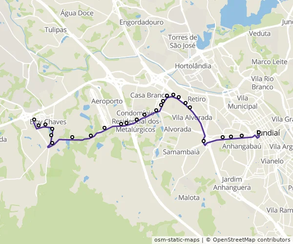 Mapa do itinerário da linha