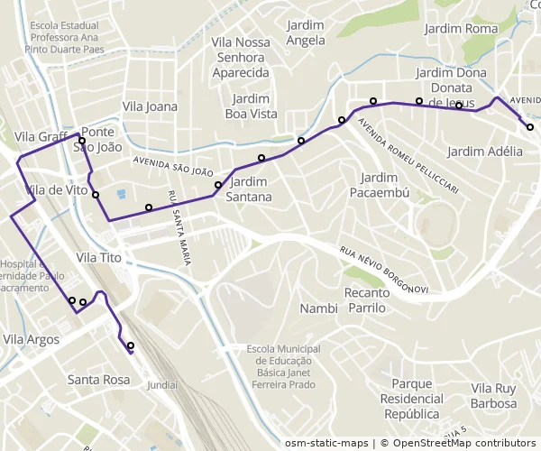 Mapa do itinerário da linha