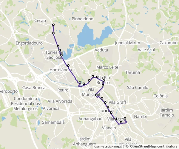 Mapa do itinerário da linha