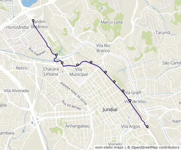 Mapa do itinerário da linha
