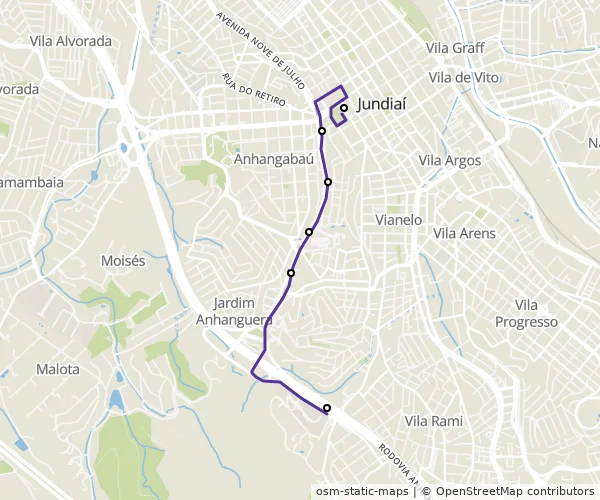 Mapa do itinerário da linha