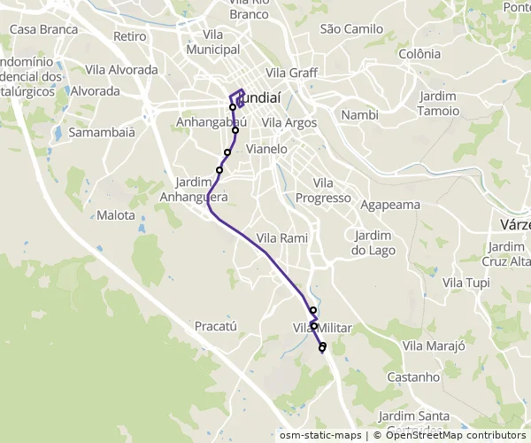 Mapa do itinerário da linha