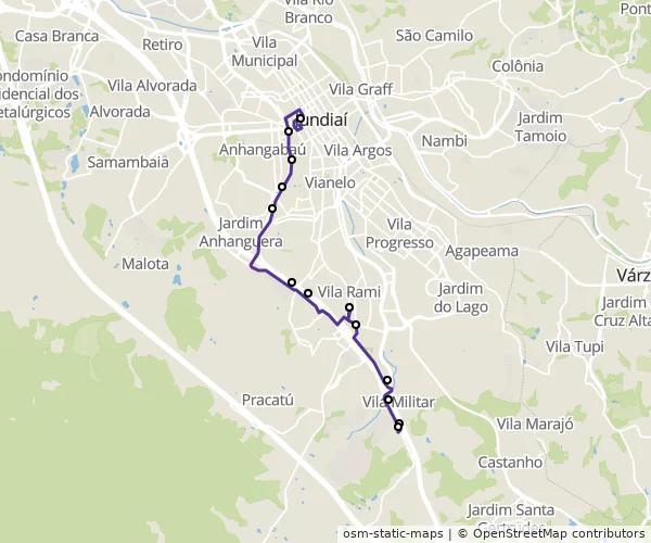 Mapa do itinerário da linha