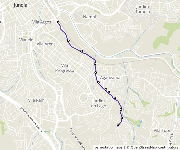 Mapa do itinerário da linha