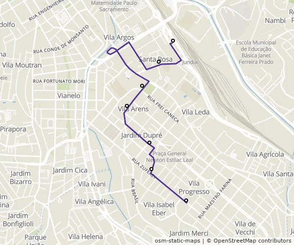 Mapa do itinerário da linha