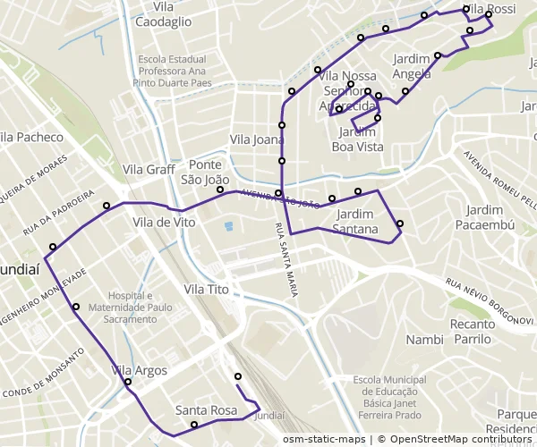 Mapa do itinerário da linha