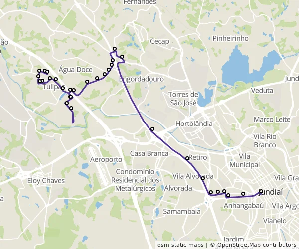 Mapa do itinerário da linha
